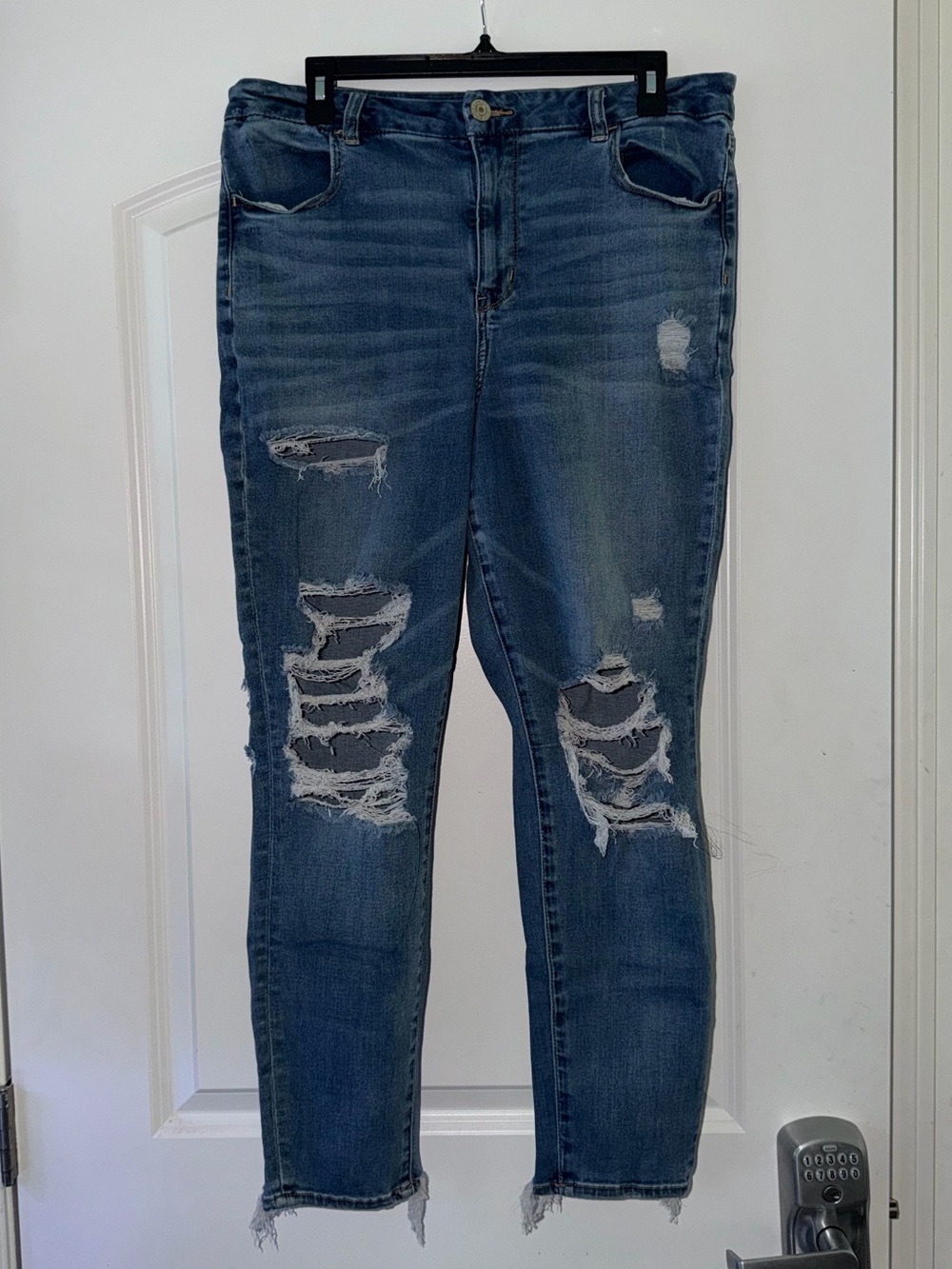 American Eagle  Distressed Blue Skinny Jeans